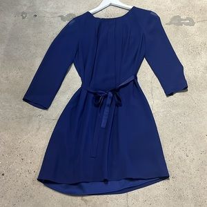 A/X Armani Exchange Dark Blue Chiffon Pleated Tie-Waist Dress